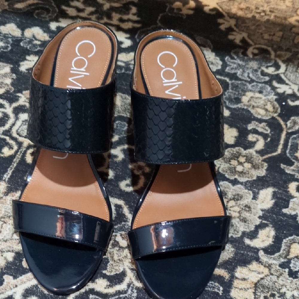 Calvin Klein Women's Black Slide Sandals